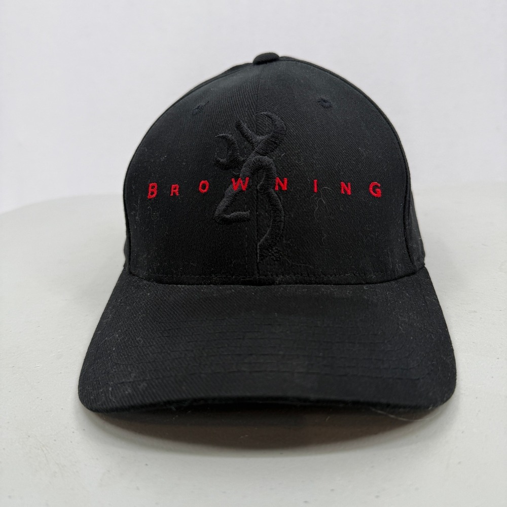 Browning Baseball Cap Mens XL Black Red Embroidered Buckmark Logo Hat